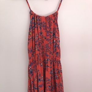 Medium Maternity Dress - Coral with floral pattern